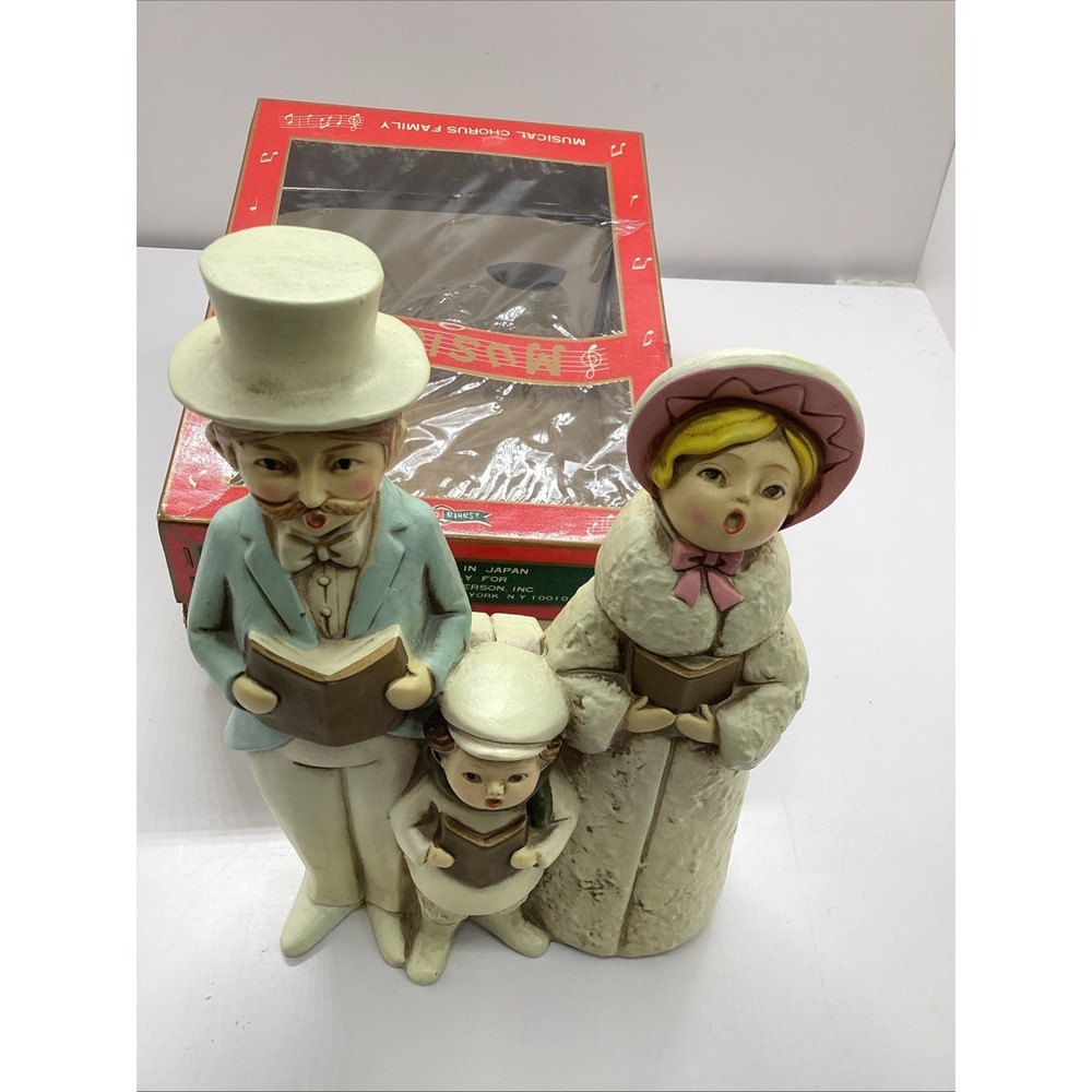 Berman &Anderson Inc Vtg Caroling Trio Musical Figurine 9 1/2" Handpainted Japan